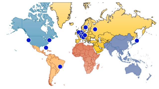 world map with RRCs