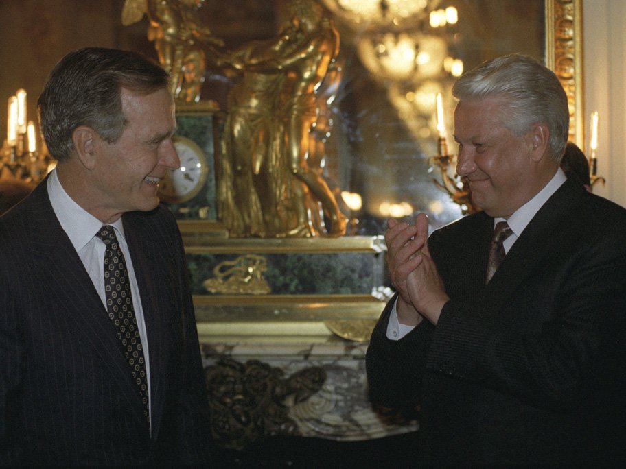 Bush and Yeltsin proclaim a formal end to the Cold War