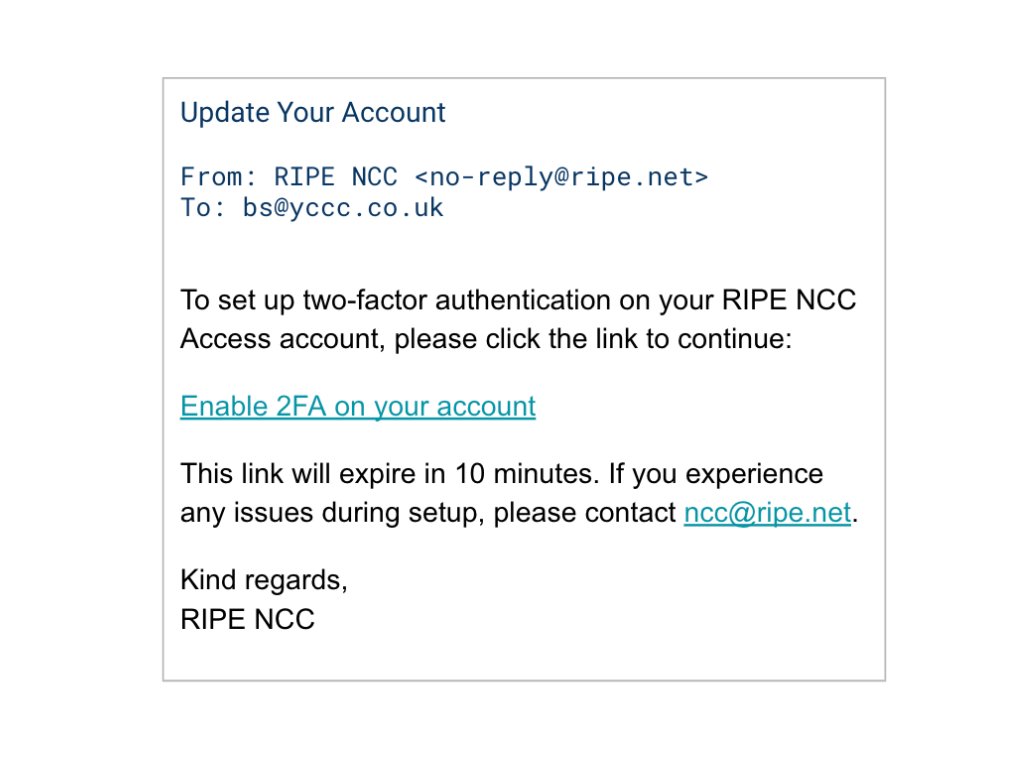 Email asking readers to click the 2FA link.