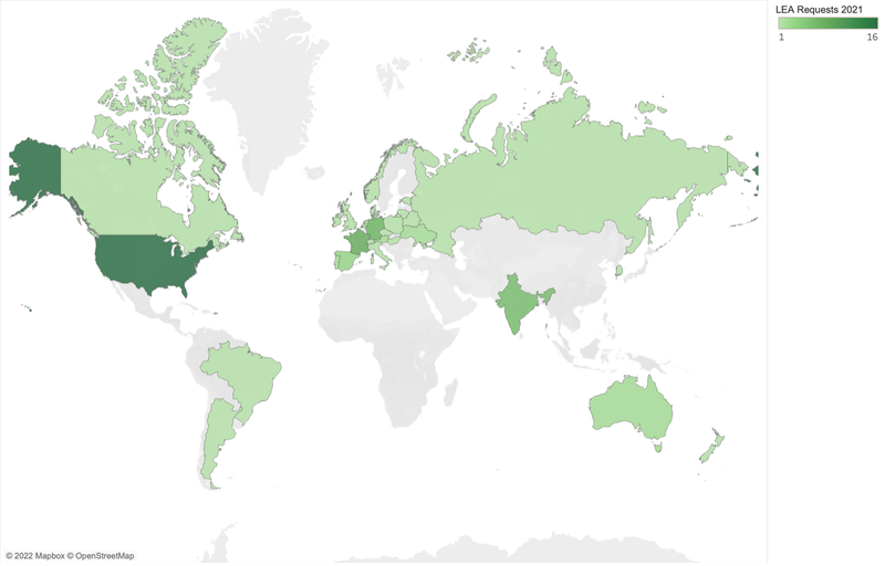 ripe-799 - LEA requests by country per year map
